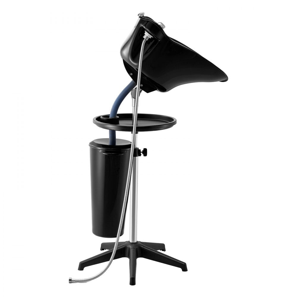 VEVOR Portable Shampoo Bowl, Deep Shampoo Sink for Washing Hair with Adjustable Height and Angle, Includes Drain Hose, Shower Head and Bucket, Portable Salon Sink for Barbershop Spa Center Use, Black