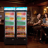 VEVOR Commercial Merchandiser Refrigerator, 12.7 Cu.Ft / 360 L Glass Door Display Refrigerator, Upright Beverage Cooler with Customizable Lightbox, 4 Adjustable Shelves & Soft LED Light for Home Shops