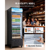 VEVOR Commercial Merchandiser Refrigerator, 15.9 Cu.Ft / 450 L Glass Door Display Refrigerator, Upright Beverage Cooler with Customizable Lightbox, 4 Adjustable Shelves & Soft LED Light for Home Shops