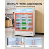 VEVOR Commercial Merchandiser Refrigerator, 36.4 Cu.Ft / 1030L Upright Beverage Cooler, 3 Glass Door Display Refrigerator with Customizable Lightbox, 12 Adjustable Shelves, Soft LED Lighting & Casters