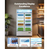 VEVOR Commercial Merchandiser Refrigerator, 35.3 Cu.Ft / 1000L Upright Beverage Cooler, 2 Glass Door Display Refrigerator with Customizable Lightbox, 8 Adjustable Shelves, Soft LED Lighting & Casters
