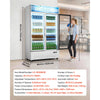 VEVOR Commercial Merchandiser Refrigerator, 35.3 Cu.Ft / 1000L Upright Beverage Cooler, 2 Glass Door Display Refrigerator with Customizable Lightbox, 8 Adjustable Shelves, Soft LED Lighting & Casters