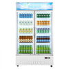 VEVOR Commercial Merchandiser Refrigerator, 35.3 Cu.Ft / 1000L Upright Beverage Cooler, 2 Glass Door Display Refrigerator with Customizable Lightbox, 8 Adjustable Shelves, Soft LED Lighting & Casters