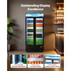 VEVOR Commercial Merchandiser Refrigerator, 20.8 Cu.Ft / 590L Upright Beverage Cooler, 2 Glass Door Display Refrigerator with Customizable Lightbox, 8 Adjustable Shelves, Soft LED Lighting & Casters