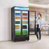 VEVOR Commercial Merchandiser Refrigerator, 20.8 Cu.Ft / 590L Upright Beverage Cooler, 2 Glass Door Display Refrigerator with Customizable Lightbox, 8 Adjustable Shelves, Soft LED Lighting & Casters