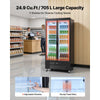 VEVOR Commercial Merchandiser Refrigerator, 24.9 Cu.Ft / 705L Upright Beverage Cooler, 2 Glass Door Display Refrigerator with 5 Adjustable Shelves, Soft LED Light & Casters for Bars Shops Supermarkets