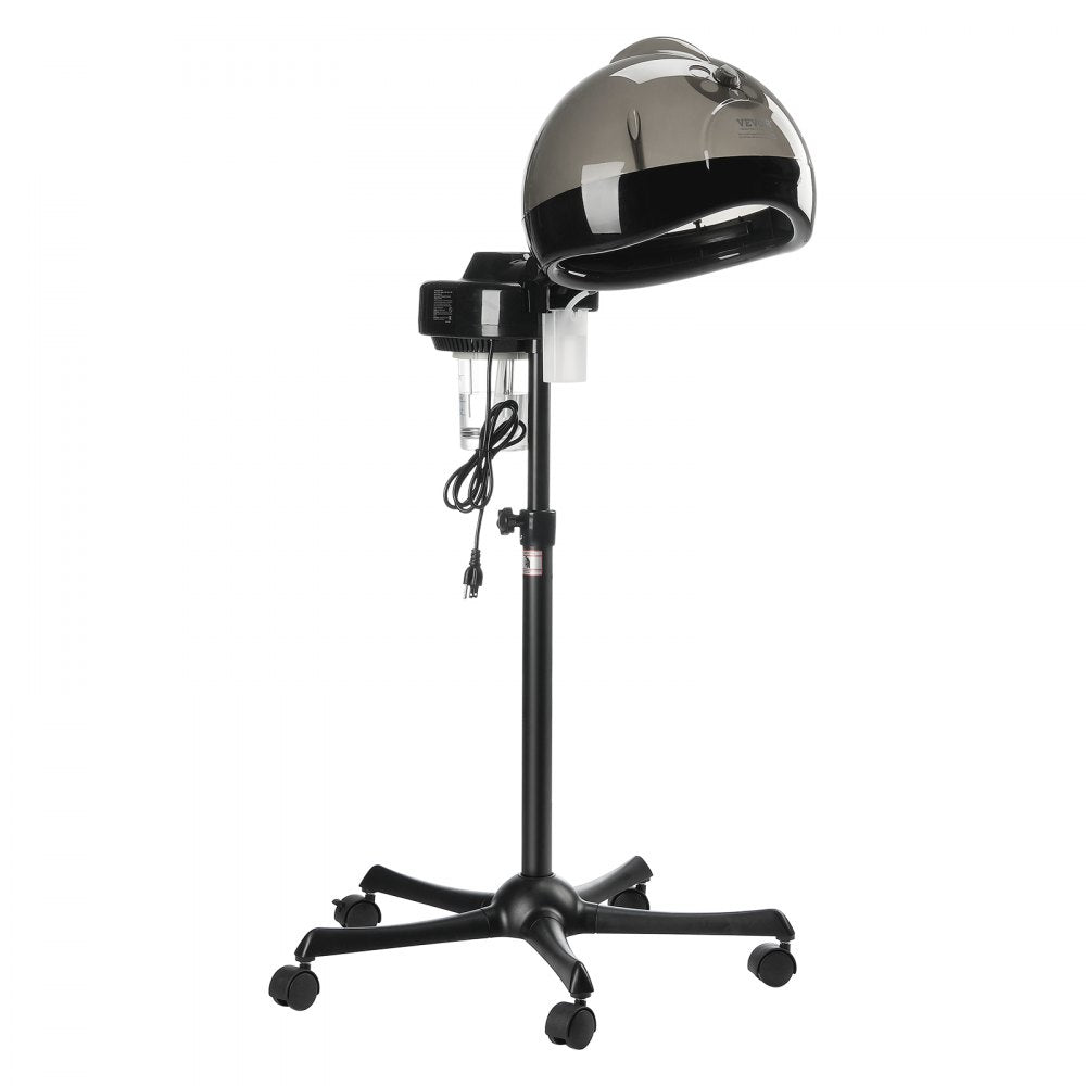 VEVOR Professional Hair Steamer for Deep Conditioning, 11.81-inch Hooded Ionic Hair Steamer with 2 Modes, Height-Adjustable Standing Hair Steamer with Timer, 5 Wheels (2 Lockable) for Salon Home Spa