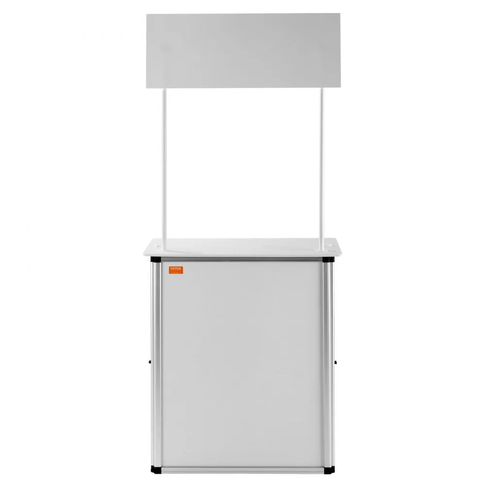 VEVOR Promotion Counter Table, Portable Tradeshow Podium Table, 30.91" x 14.96" x 71.46", Display Exhibition Counter Stand Booth Fair with Wall, Pop Up Podium with Storage Rack/Carrying Bag