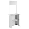 VEVOR Promotion Counter Table, Portable Tradeshow Podium Table, 30.91" x 14.96" x 71.46", Display Exhibition Counter Stand Booth Fair with Wall, Pop Up Podium with Storage Rack/Carrying Bag