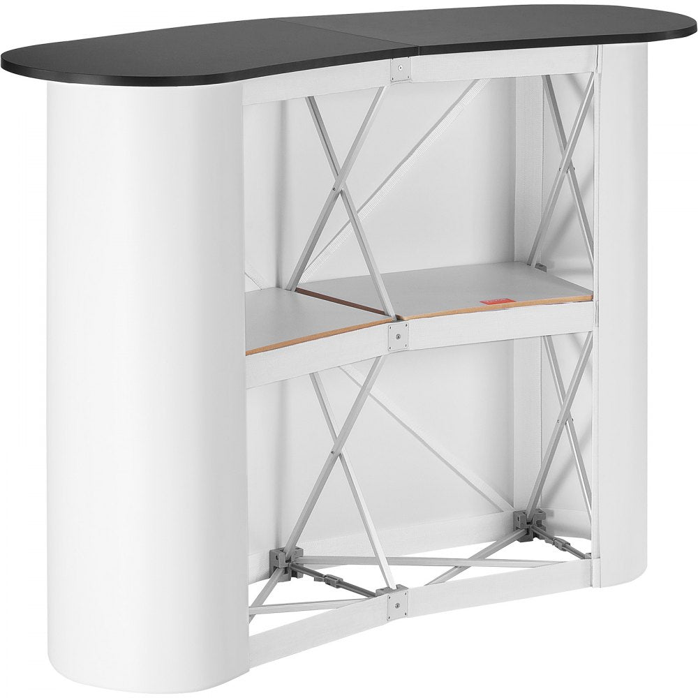 VEVOR Portable Tradeshow Podium Table, 51.18" x 18.31" x 37.4", Display Exhibition Counter Stand Booth Fair with Wall, Foldable Promotion Retail Bar Table Pop Up Podium with Storage Rack, Carrying Bag