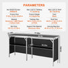 VEVOR Extra Long Folding Portable Bar Table - Tradeshow Podium Table for Indoor, Outdoor, Party, Picnic, Exhibition, Includes Carrying Case, Storage Shelf and  Black Skirt, 77.95" x 15.16" x 34.65"
