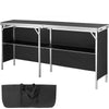 VEVOR Extra Long Folding Portable Bar Table - Tradeshow Podium Table for Indoor, Outdoor, Party, Picnic, Exhibition, Includes Carrying Case, Storage Shelf and  Black Skirt, 77.95" x 15.16" x 34.65"