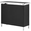 VEVOR Folding Portable Bar Table, Tradeshow Podium Table for Indoor, Outdoor, Party, Picnic, Exhibition, Includes Carrying Case, Storage Shelf and  Black Skirt, 38.39" x 15.16" x 34.25"