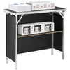 VEVOR Folding Portable Bar Table, Tradeshow Podium Table for Indoor, Outdoor, Party, Picnic, Exhibition, Includes Carrying Case, Storage Shelf and  Black Skirt, 38.39" x 15.16" x 34.25"