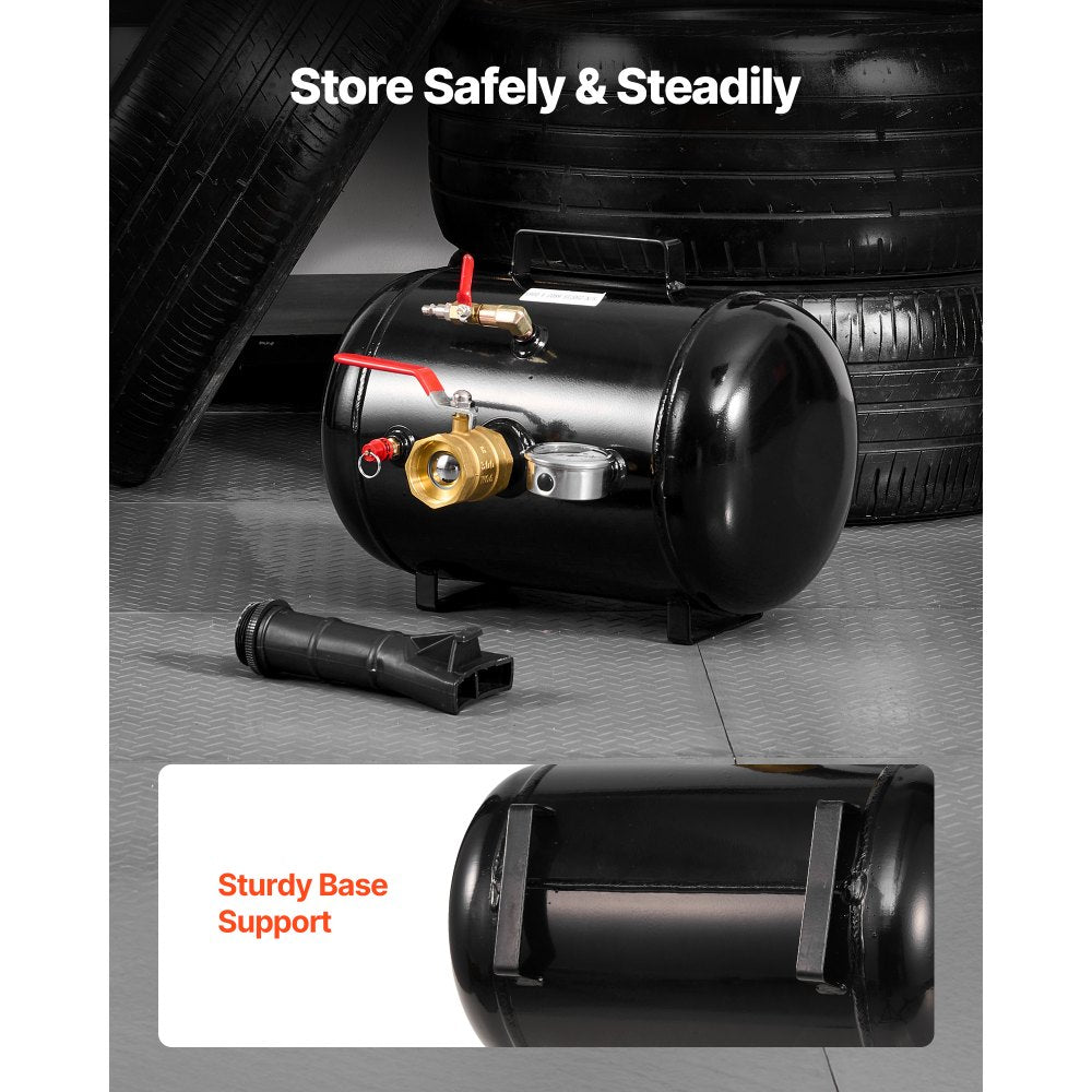 VEVOR Air Tire Bead Seater, 5 Gal / 18.9 L, Heavy Duty Tire Bead Blaster Tool, 87-116 PSI Operating Pressure, Air Trigger Seating Inflator for Pickup, Truck, ATV, Jeep, Van, Lawn Tractor, RV, Black