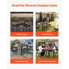 VEVOR Expandable Outdoor Patio Dining Table, 32–63 inch Rectangular Backyard Bistro Tables for 4-6, Aluminum Frame Metal Steel Slat , All-Weather Large Furniture for Lawn Garden Porch, Dark Gray