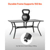 VEVOR Outdoor Patio Dining Table, 59 inch Long Rectangular Metal Steel Slat Backyard Bistro Tables for 4-6, with 1.5 in Umbrella Hole, All-Weather Large Furniture for Lawn Garden Porch, Black