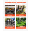 VEVOR Outdoor Patio Dining Table, 59 inch Long Rectangular Metal Steel Slat Backyard Bistro Tables for 4-6, with 1.5 in Umbrella Hole, All-Weather Large Furniture for Lawn Garden Porch, Black