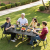 VEVOR Outdoor Patio Dining Table, 59 inch Long Rectangular Metal Steel Slat Backyard Bistro Tables for 4-6, with 1.5 in Umbrella Hole, All-Weather Large Furniture for Lawn Garden Porch, Black
