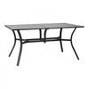 VEVOR Outdoor Patio Dining Table, 59 inch Long Rectangular Metal Steel Slat Backyard Bistro Tables for 4-6, with 1.5 in Umbrella Hole, All-Weather Large Furniture for Lawn Garden Porch, Black