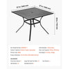 VEVOR Outdoor Patio Dining Table, 37 inch Square Metal Steel Slat Backyard Bistro Tables, with 1.5 in Umbrella Hole, Outside All-Weather Large Furniture for Lawn Garden Porch, Black