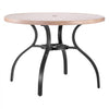 VEVOR Outdoor Patio Dining Table, 41 inch Round Wood-Like Steel Slat Backyard Bistro Coffee Tables for 4, with 1.5 in Umbrella Hole, Outside All-Weather Large Furniture for Lawn Garden Porch, Gray