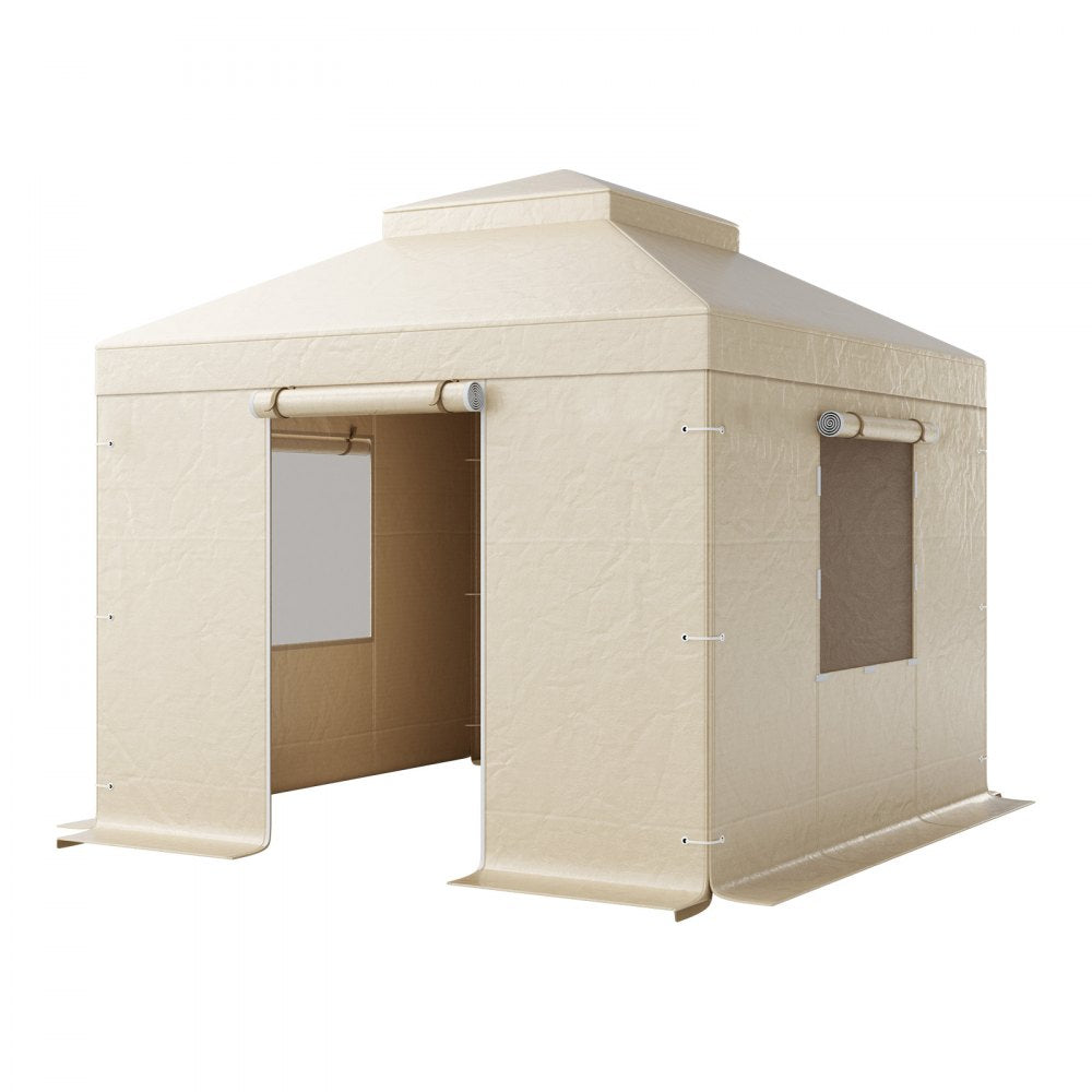 VEVOR Winter Gazebo Cover Fits 10 x 10 ft Hardtop Gazebos, All-Weather Double-Tiered Gazebo Cover with Sidewalls & Mesh Windows, High-Density PE Enclosed Storage Shelter Covers, Gazebos not Included