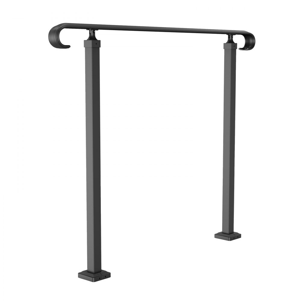 VEVOR Handrails for Outdoor Steps, Fit 1-3 Steps Wrought Iron Handrail, Outdoor Stair Railing, Adjustable Front Porch Hand Rail, Black Transitional Hand railings for Concrete Steps or Wooden Stairs