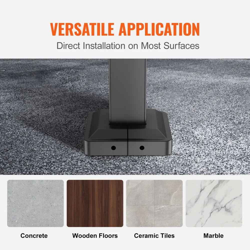 VEVOR Handrails for Outdoor Steps, Fit 3-5 Steps Outdoor Stair Railing, Wrought Iron Handrail, Flexible Front Porch Hand Rail, Black Transitional Hand railings for Concrete Steps or Wooden Stairs