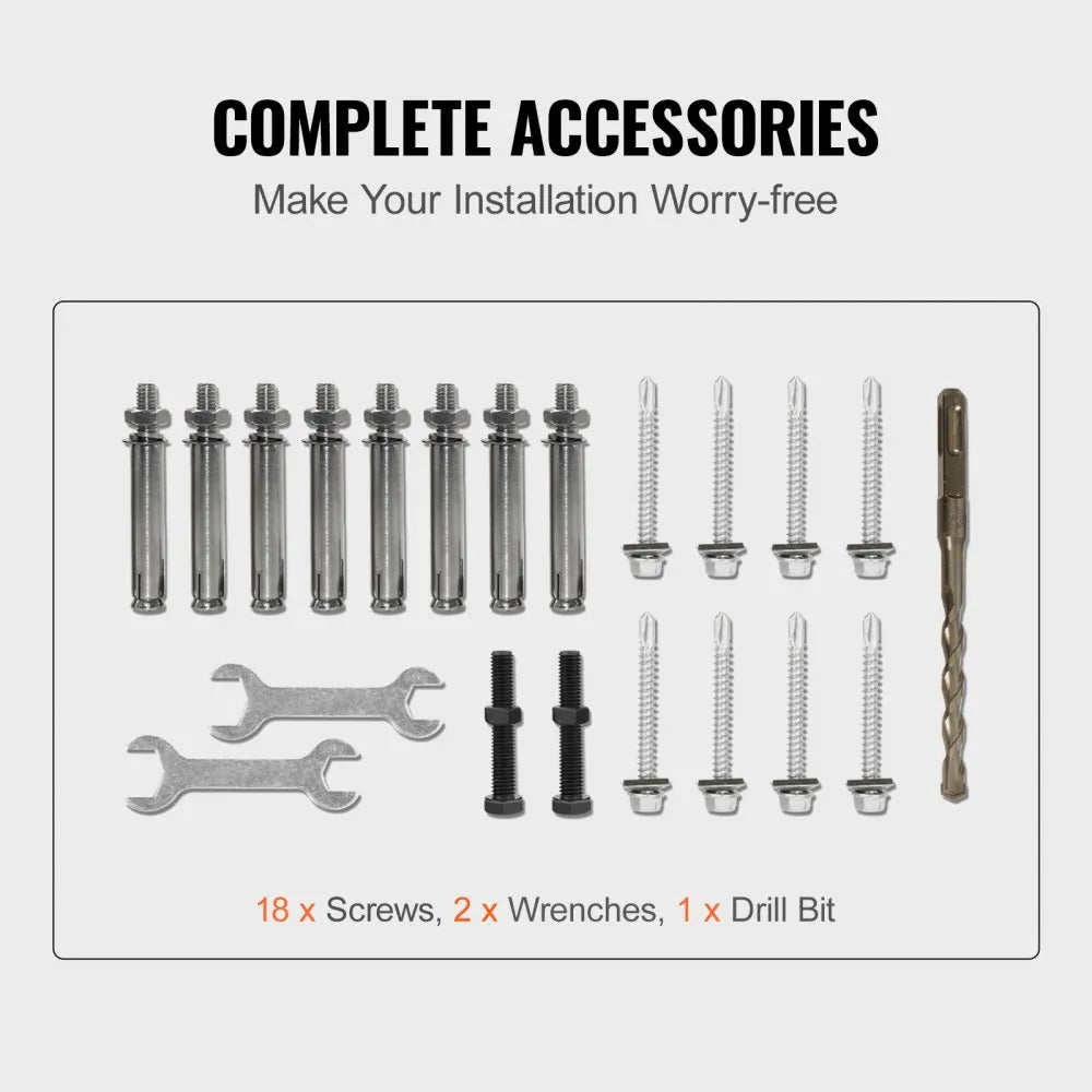 VEVOR Handrails for Outdoor Steps, Fit 3-5 Steps Outdoor Stair Railing, Wrought Iron Handrail, Flexible Front Porch Hand Rail, Black Transitional Hand railings for Concrete Steps or Wooden Stairs