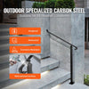 VEVOR Handrails for Outdoor Steps 1-2 Step Railings Wrought Iron Handrail Stair Railings for Steps Black Iron Railings for Steps Wall and Floor Mounted with Installation Kit