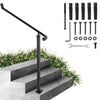 VEVOR Handrails for Outdoor Steps 1-2 Step Railings Wrought Iron Handrail Stair Railings for Steps Black Iron Railings for Steps Wall and Floor Mounted with Installation Kit