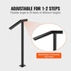 VEVOR Single Post 1-2, Black Steel Railing 441LBS Capacity Baking Varnish Iron Stairs Stylish Handrails for Outdoor Steps with Expansion Bolts & Drill Bit