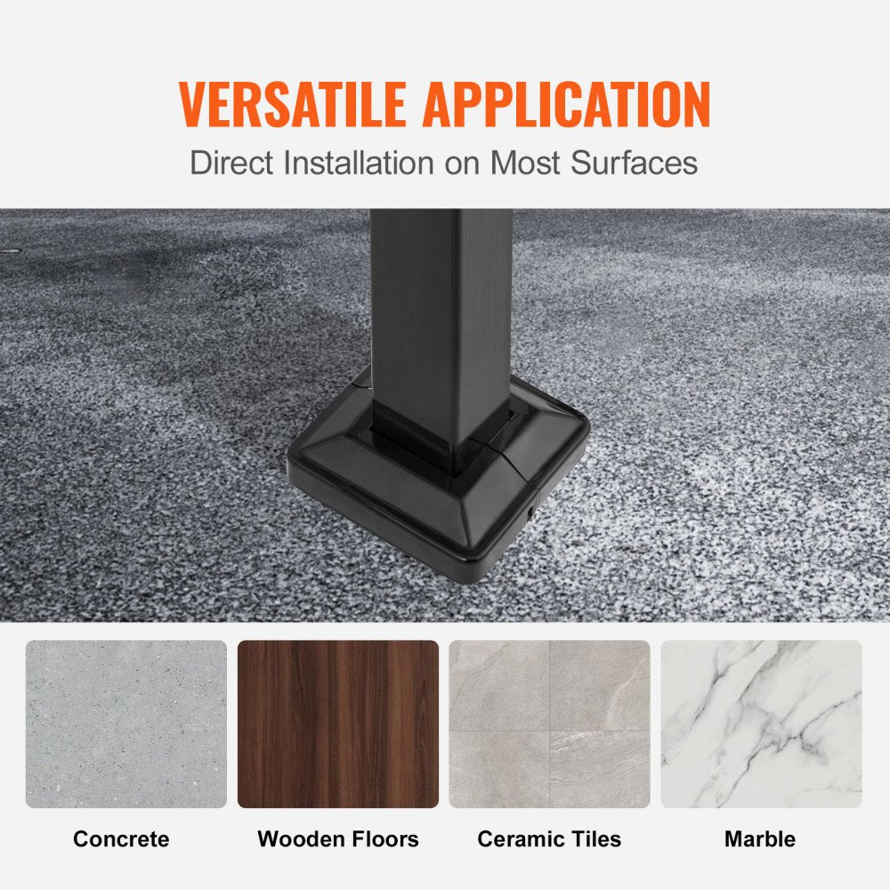 VEVOR Handrails for Outdoor Steps, Fit 2 or 3 Steps Outdoor Stair Railing, Arch#2 Wrought Iron Handrail, Flexible Porch Railing, Black Transitional Handrails for Concrete Steps or Wooden Stairs