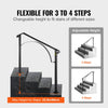 VEVOR Handrails for Outdoor Steps, Fit 3 or 4 Steps Outdoor Stair Railing, Arch#3 Wrought Iron Handrail, Flexible Porch Railing, Black Transitional Handrails for Concrete Steps or Wooden Stairs