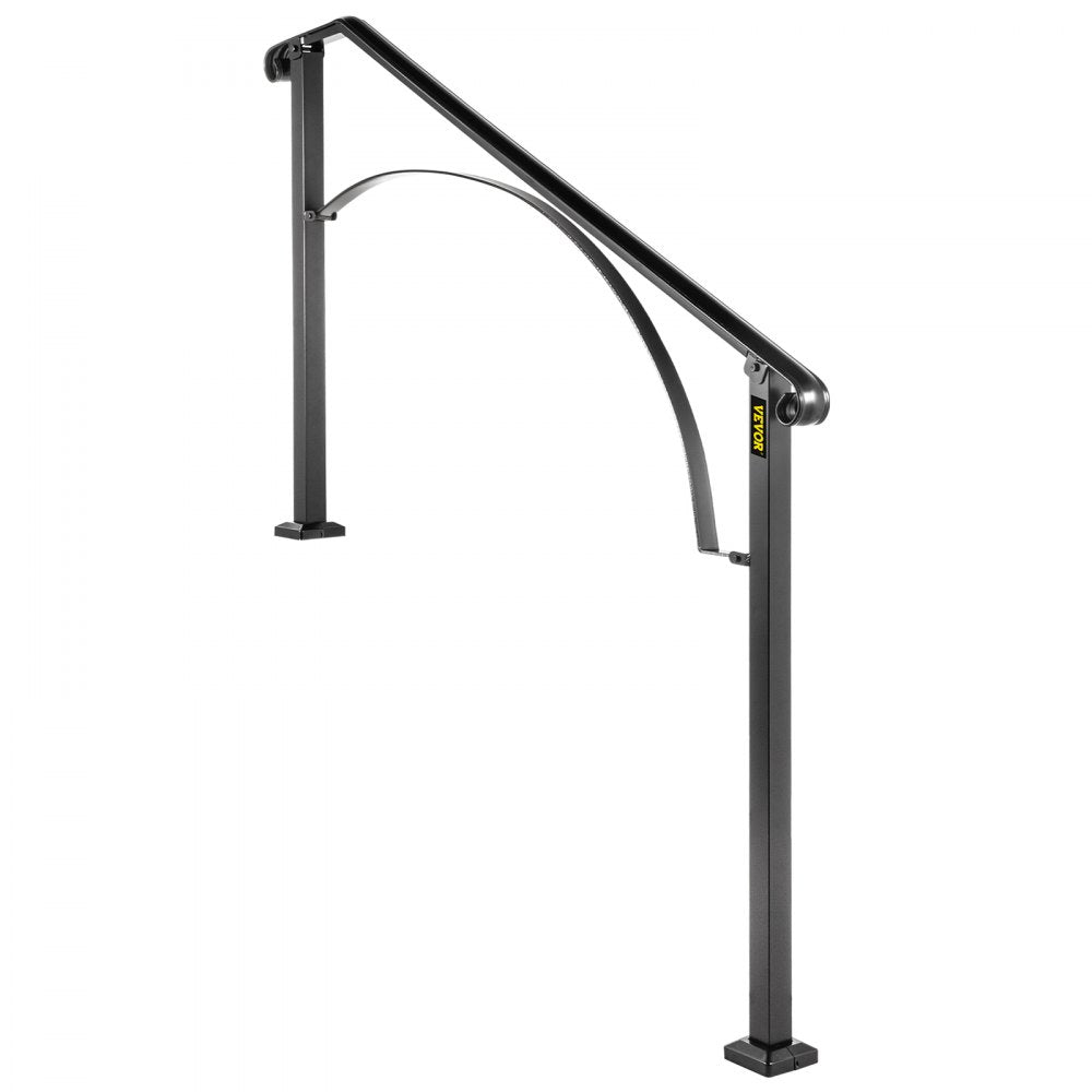 VEVOR Handrails for Outdoor Steps, Fit 4 or 5 Steps Outdoor Stair Railing, Arch#4 Wrought Iron Handrail, Flexible Porch Railing, Black Transitional Handrails for Concrete Steps or Wooden Stairs