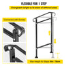 VEVOR Outdoor Stair Railing, Fit 1 or 2 Steps Wrought Iron Handrail, Adjustable Front Porch Hand Railings, Black Transitional Hand Rail for Concrete Steps or Wooden Stairs with Installation Kit