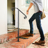 VEVOR Handrails for Outdoor Steps, Fit 1 or 2 Steps Outdoor Stair Railing, Single Post Wrought Iron Handrail, Gray Transitional Porch Railings for Concrete Steps or Wooden Stairs with Base
