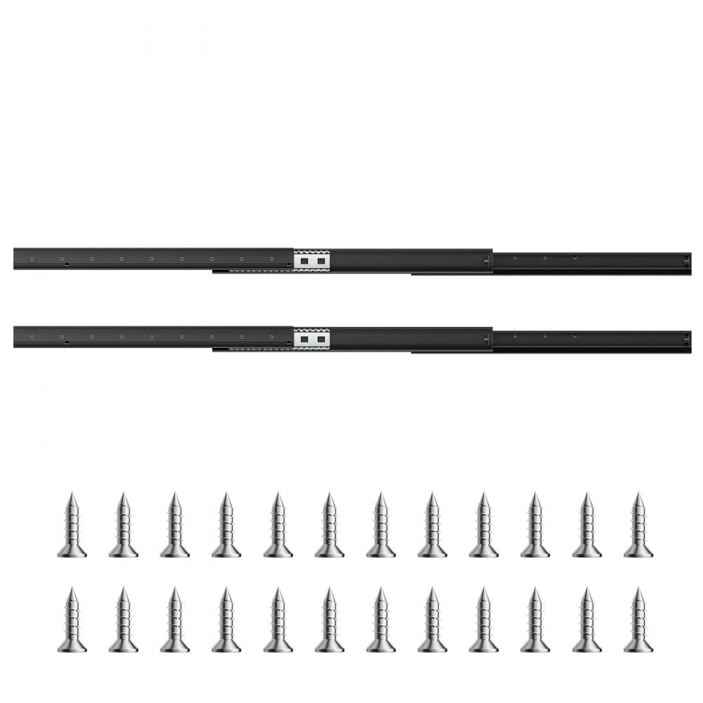 VEVOR Undermount Drawer Slides, 24 inch, Full Extension Ball Bearing Under Stair Cabinet Rails, 260 LB Load Capacity Heavy Duty Bottom Stair Cabinet Glides Track Runners,for DIY Replacement, Black