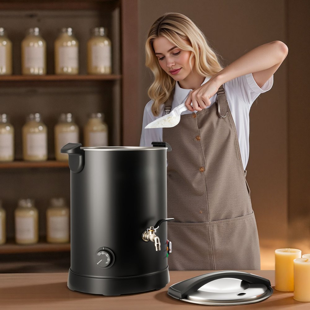 VEVOR Wax Melter for Candle Making, 10.6 Qts, Fast and Even Heating, with Easy Pour Spout and Temperature Control, Hourglass Base for Non-Stick Smooth Flow, Wax Melting Pot for Making Candles Soaps