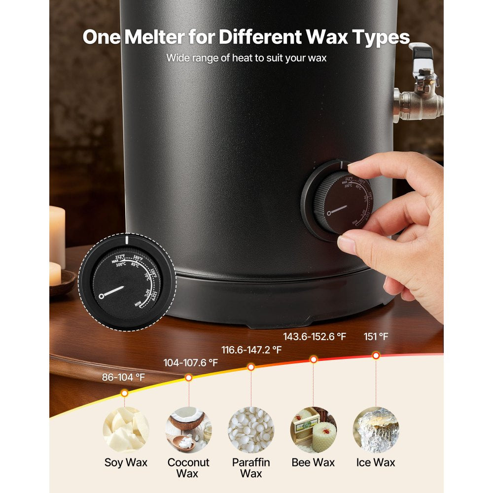 VEVOR Wax Melter for Candle Making, 5.3 Qts, Fast and Even Heating, with Easy Pour Spout and Temperature Control, Hourglass Base for Non-Stick Smooth Flow, Wax Melting Pot for Making Candles Soaps