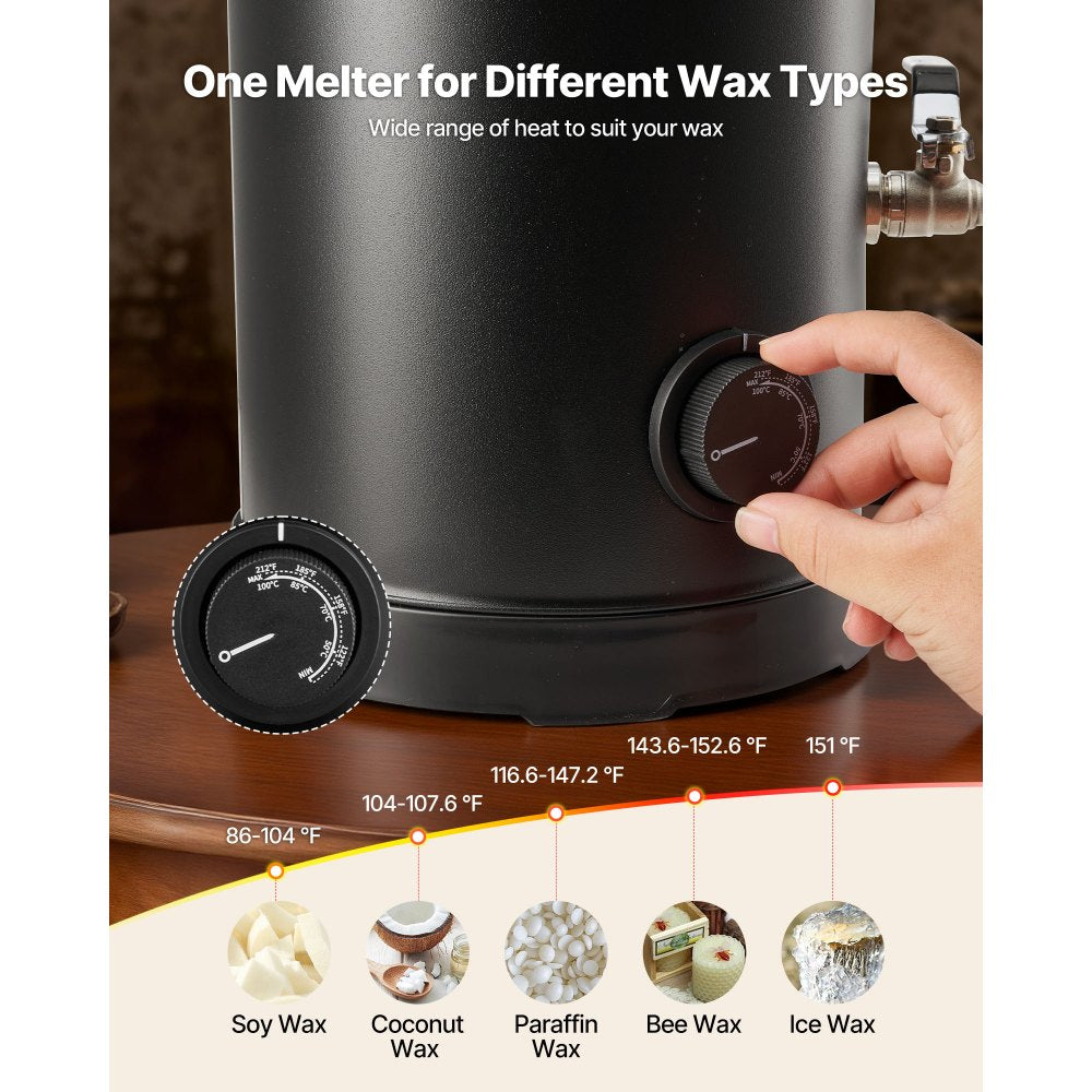 VEVOR Wax Melter for Candle Making, 8.5 Qts, Fast and Even Heating, with Easy Pour Spout and Temperature Control, Hourglass Base for Non-Stick Smooth Flow, Wax Melting Pot for Making Candles Soaps