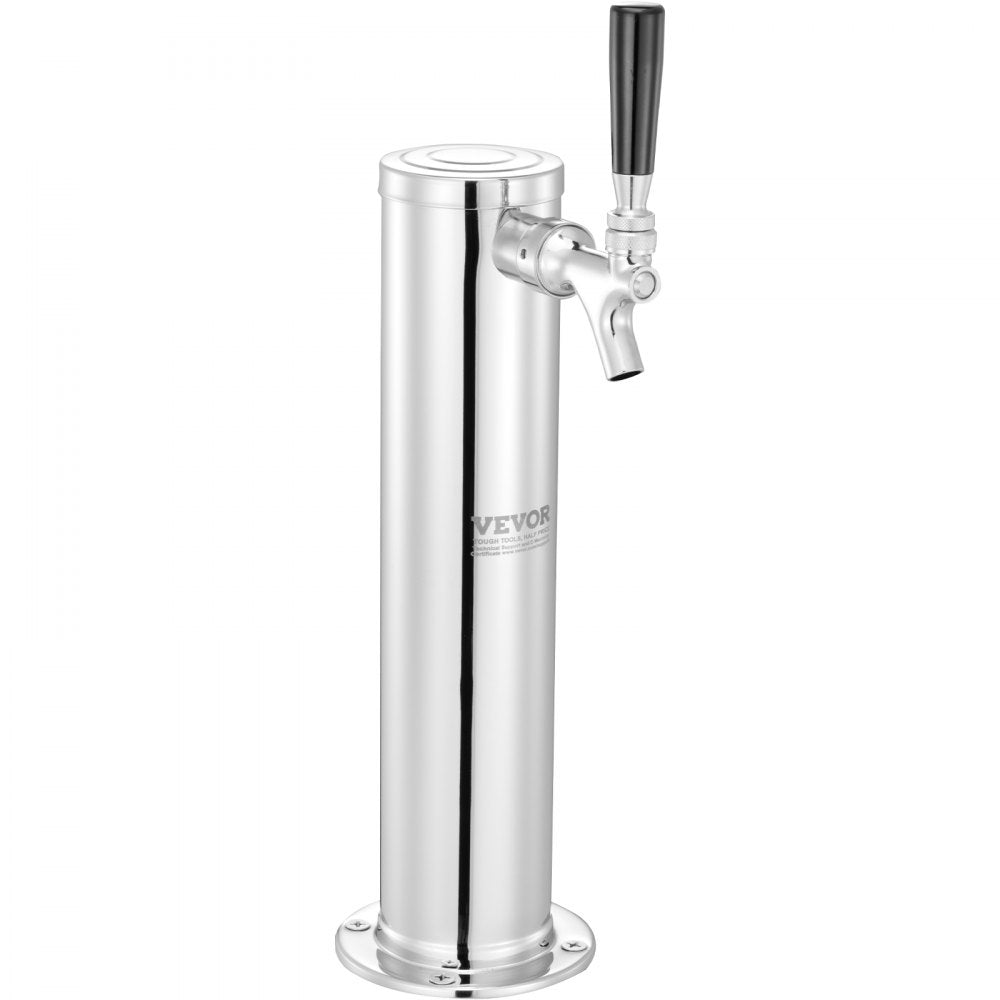 VEVOR Single Faucet Draft Beer Tower Dispenser, Stainless Steel Keg Beer Tower, Kegerator Tower Kit with Pre-Assembled Tubing and Self-Closing Faucet Shank for Party, Bar, Pub, Restaurant
