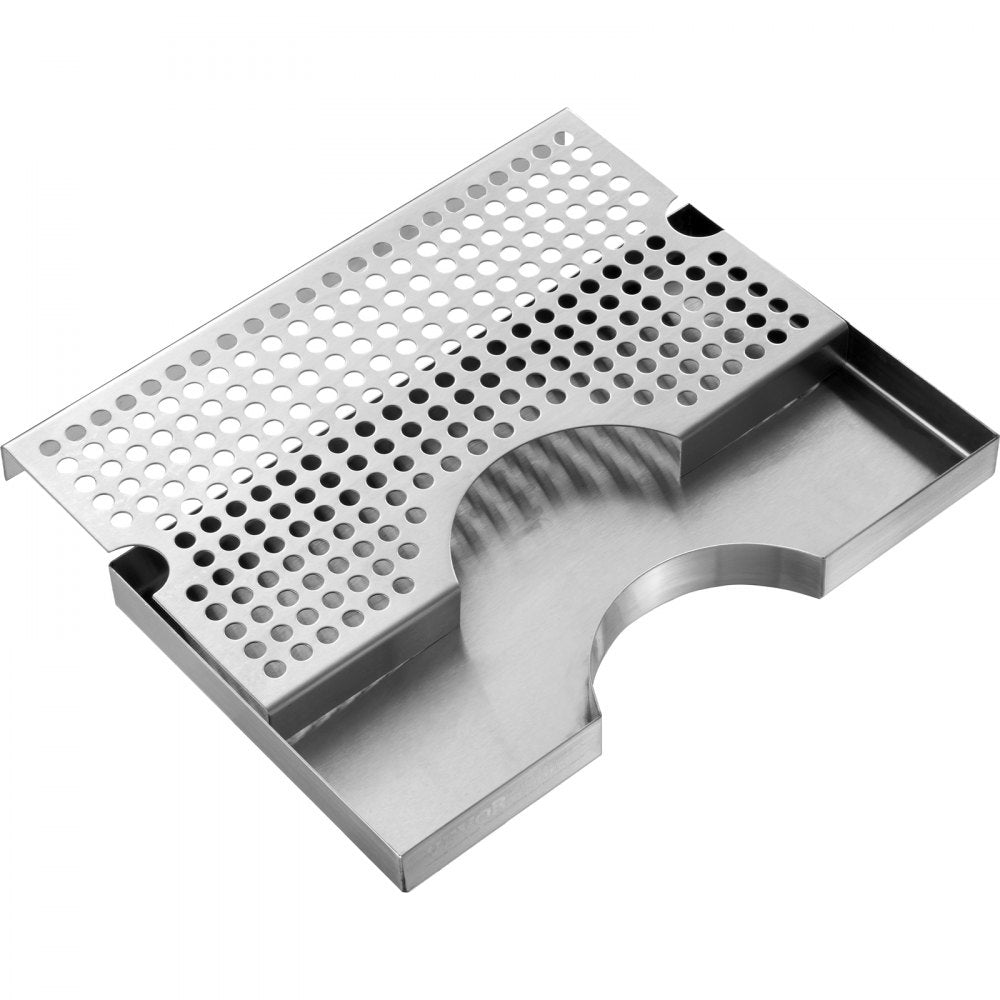 VEVOR Kegerator Beer Drip Tray, 304 Stainless Steel Keg Drip Trays with 4 Non-Slip Rubber Pads and Detachable Cover, Heat / Cold Resistant Beer Tower Drip Pan for Bar Restaurant Coffee Shop Home