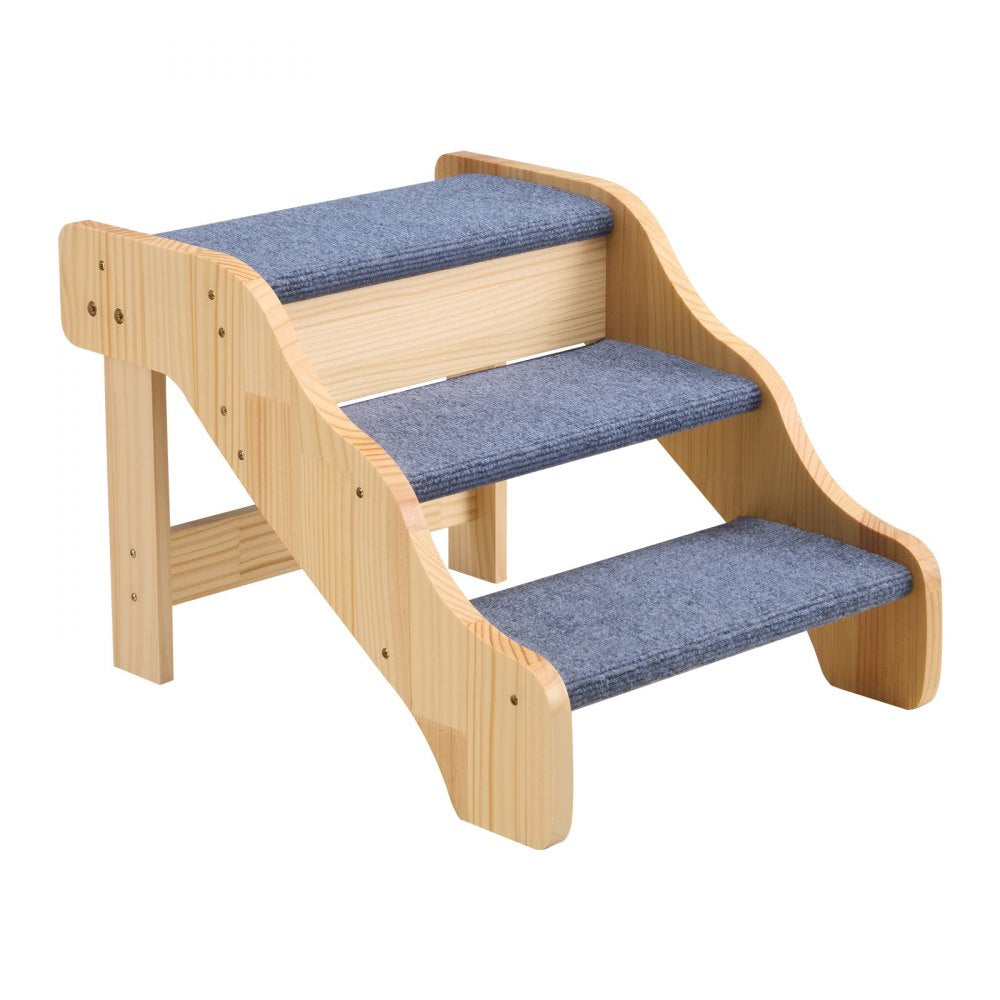 VEVOR Wood Pet Stairs, 3-Step Dog Stairs for High Beds, Sofa & Cars, 150lbs Load Capacity, Non-Slip Surface, Stable Cat & Dog Step Ladder for Small Medium Large Older Pet Puppy Essentials
