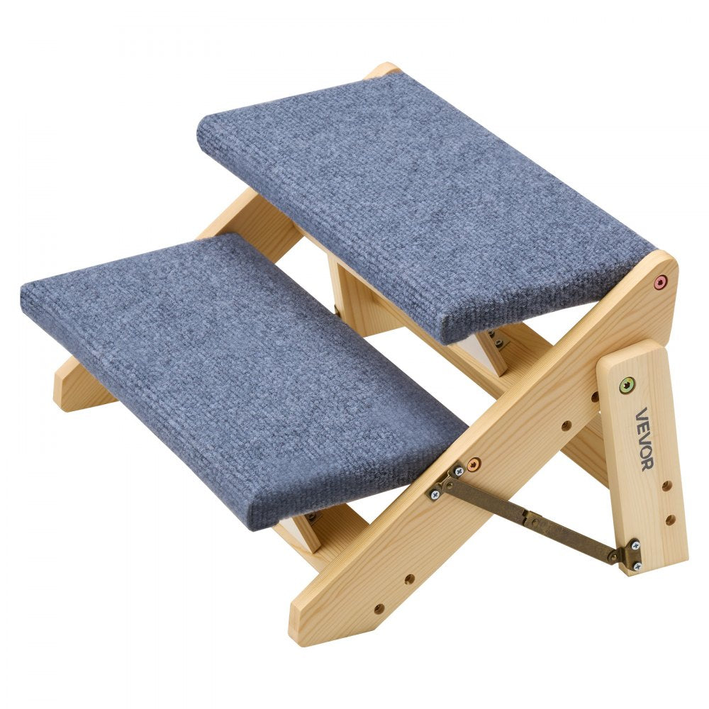 VEVOR Wood Pet Stairs, 2-Step Dog Stairs for Beds, Sofa & Cars, 110lbs Load Capacity, Floded Flat Design, Stable & Sturdy Cat & Dog Step Ladder for Small Medium Large Older Pet Puppy Essentials