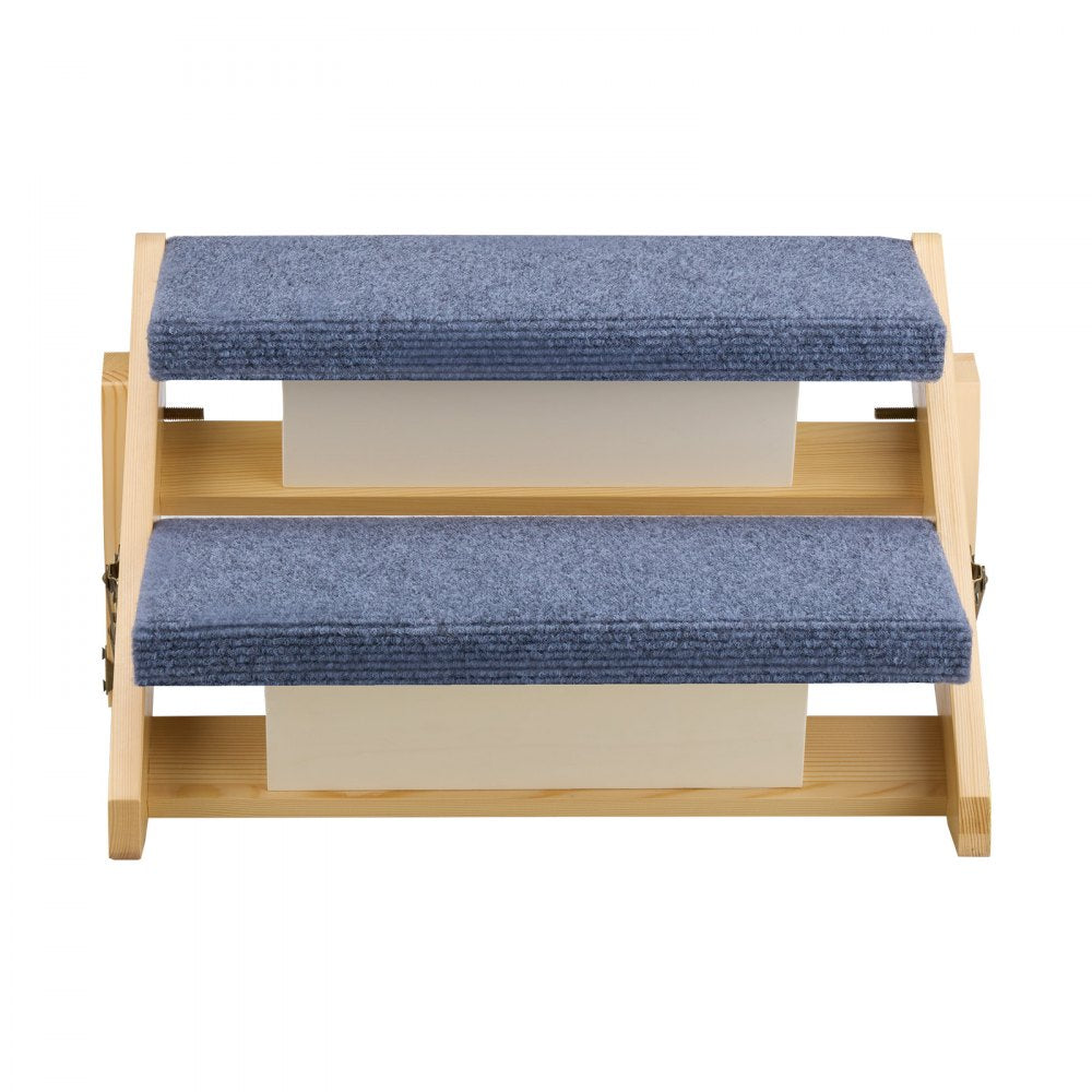 VEVOR Wood Pet Stairs, 2-Step Dog Stairs for Beds, Sofa & Cars, 110lbs Load Capacity, Floded Flat Design, Stable & Sturdy Cat & Dog Step Ladder for Small Medium Large Older Pet Puppy Essentials