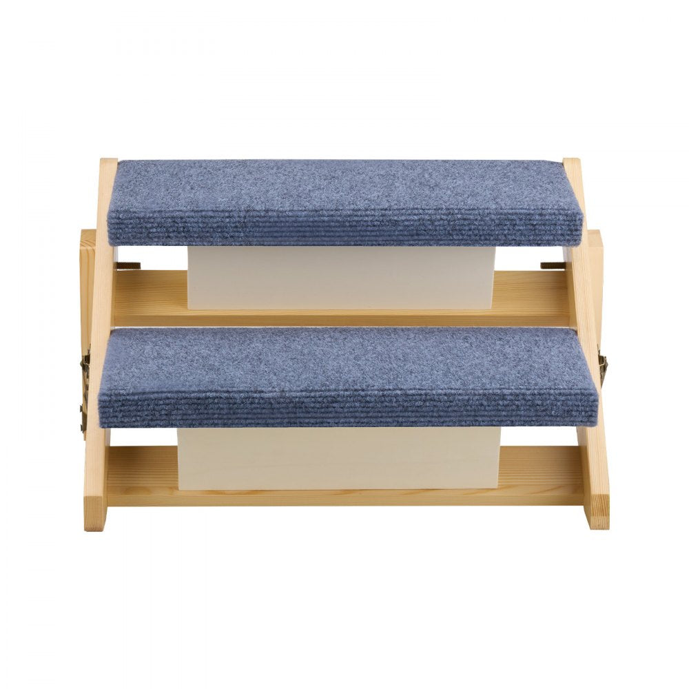 VEVOR Wood Pet Stairs, 2-Step Dog Stairs for Beds, Sofa & Cars, 110lbs Load Capacity, Floded Flat Design, Stable & Sturdy Cat & Dog Step Ladder for Small Medium Large Older Pet Puppy Essentials