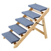 VEVOR Wood Pet Stairs, 5-Step Dog Stairs for Beds, Sofa & Cars, 150lbs Load Capacity, Floded Flat Design, Stable & Sturdy Cat & Dog Step Ladder for Small Medium Large Older Pet Puppy Essentials