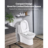 VEVOR One-Piece Toilet, Elongated Toilet Vortex Dual-Flush 1.1/1.6 GPF, Toilets for Bathroom with Comfortable Chair Seat, Standard Height, Easy-Clean Skirted Design, 12 inch Rough-In, White + Silver